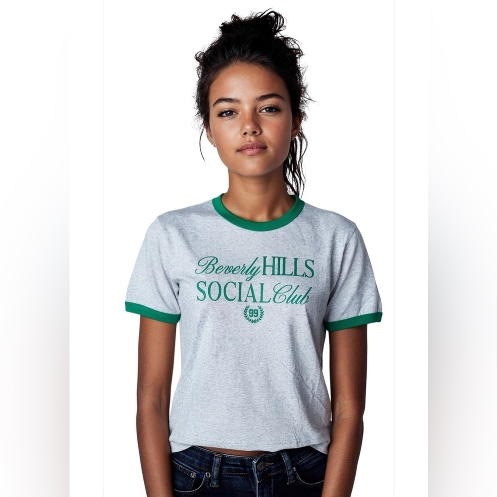 NWT- Small Beverly Hills Social Club 
Short sleeve green trim, 
Classic T Shirt